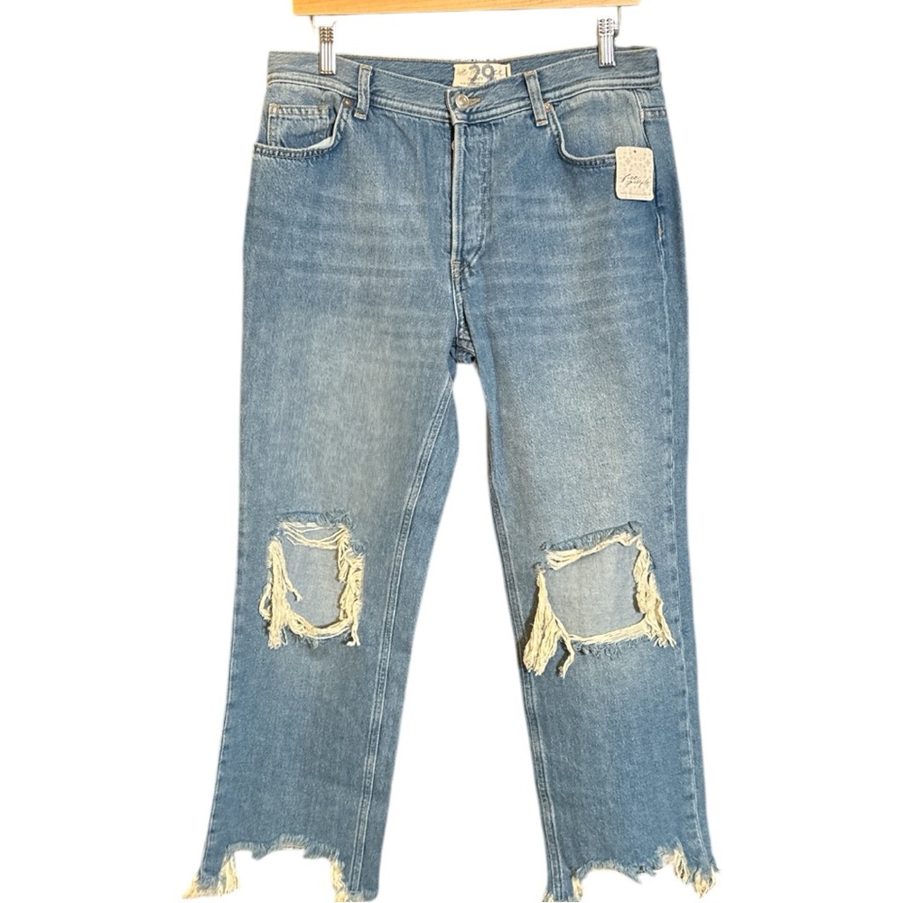 Free People Maggie Straight Leg Cropped Jeans Light Stone Wash NWT